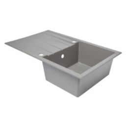 1 Bowl Plastic & Resin Kitchen Sink & Drainer Grey Reversible 800mm x 500mm