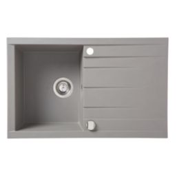 1 Bowl Plastic & Resin Kitchen Sink & Drainer Grey Reversible 800mm x 500mm