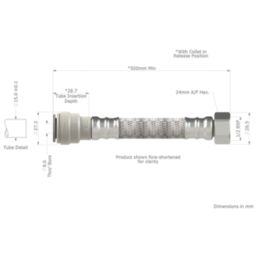JG Speedfit Push-Fit Flexible Tap Connector Hoses 15mm x 1/2" x 500mm 2 Pack