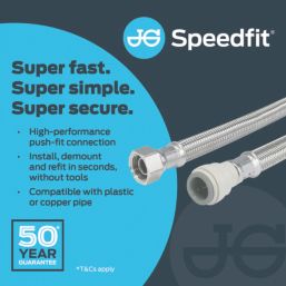 JG Speedfit Push-Fit Flexible Tap Connector Hoses 15mm x 1/2" x 500mm 2 Pack