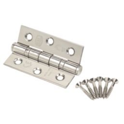 Smith & Locke  Polished Stainless Steel Grade 7 Fire Rated Ball Bearing Hinges 76mm x 51mm 2 Pack