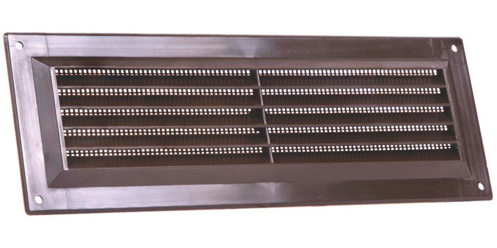 Map Vent Fixed Louvre Vent with Flyscreen Brown 229mm x 76mm Screwfix