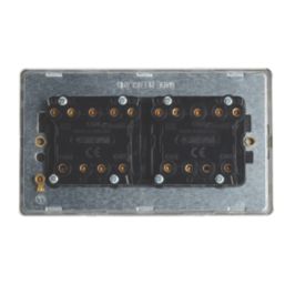 Contactum Lyric 10AX 6-Gang 2-Way Light Switch  Brushed Steel with Black Inserts