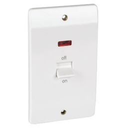 MK Logic Plus 50A 2-Gang DP Control Switch White with Neon