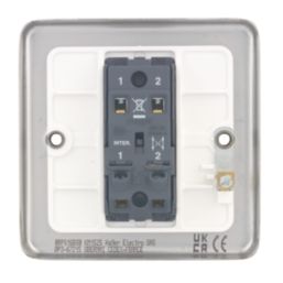 Hager Sollysta WRPS16BSW 10A 1-Gang Intermediate Switch Brushed Steel with White Inserts