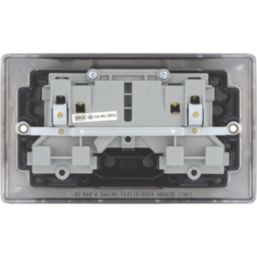 British General Nexus Metal 13A 2-Gang DP Switched Plug Sockets Black Nickel  with Black Inserts 5 Pack