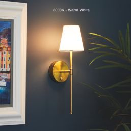 UME  Multi Colour Rechargeable LED Gold Wall Lights with Tapered Shade 4.9W 200lm 2 Pack