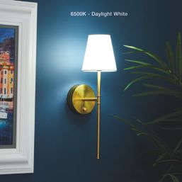 UME  Multi Colour Rechargeable LED Gold Wall Lights with Tapered Shade 4.9W 200lm 2 Pack