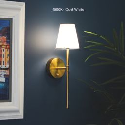 UME  Multi Colour Rechargeable LED Gold Wall Lights with Tapered Shade 4.9W 200lm 2 Pack