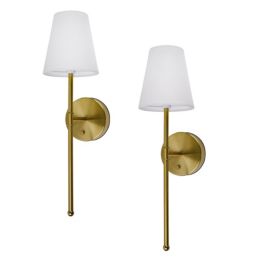 UME  Multi Colour Rechargeable LED Gold Wall Lights with Tapered Shade 4.9W 200lm 2 Pack