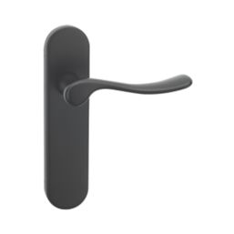 Urfic Belgravia Fire Rated Latch Lever Door Handle on Backplate Pair Matt Black