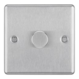 LAP  1-Gang 2-Way LED Dimmer Switch  Brushed Steel with Colour-Matched Inserts