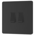 British General Evolve 20 A  16AX 2-Gang 2-Way Light Switch  Matt Black with Black Inserts