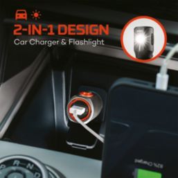 Nebo Transport Rechargeable LED 2 Outlet Type A & C USB Torch with USB Car Chargers Grey 400lm