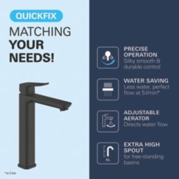 Grohe Dice Matt Black 302mm Tall Lever Mono Basin Mixer Tap