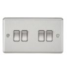 Knightsbridge  10AX 4-Gang 2-Way Light Switch  Brushed Chrome