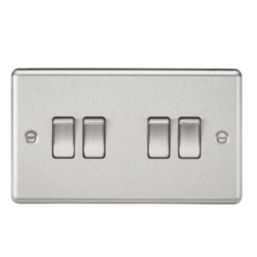 Knightsbridge  10AX 4-Gang 2-Way Light Switch  Brushed Chrome