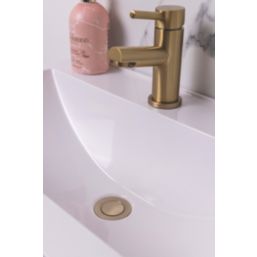 Top-Fix Unslotted Push Button Basin Waste Brushed Brass 60mm