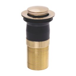 Top-Fix Unslotted Push Button Basin Waste Brushed Brass 60mm