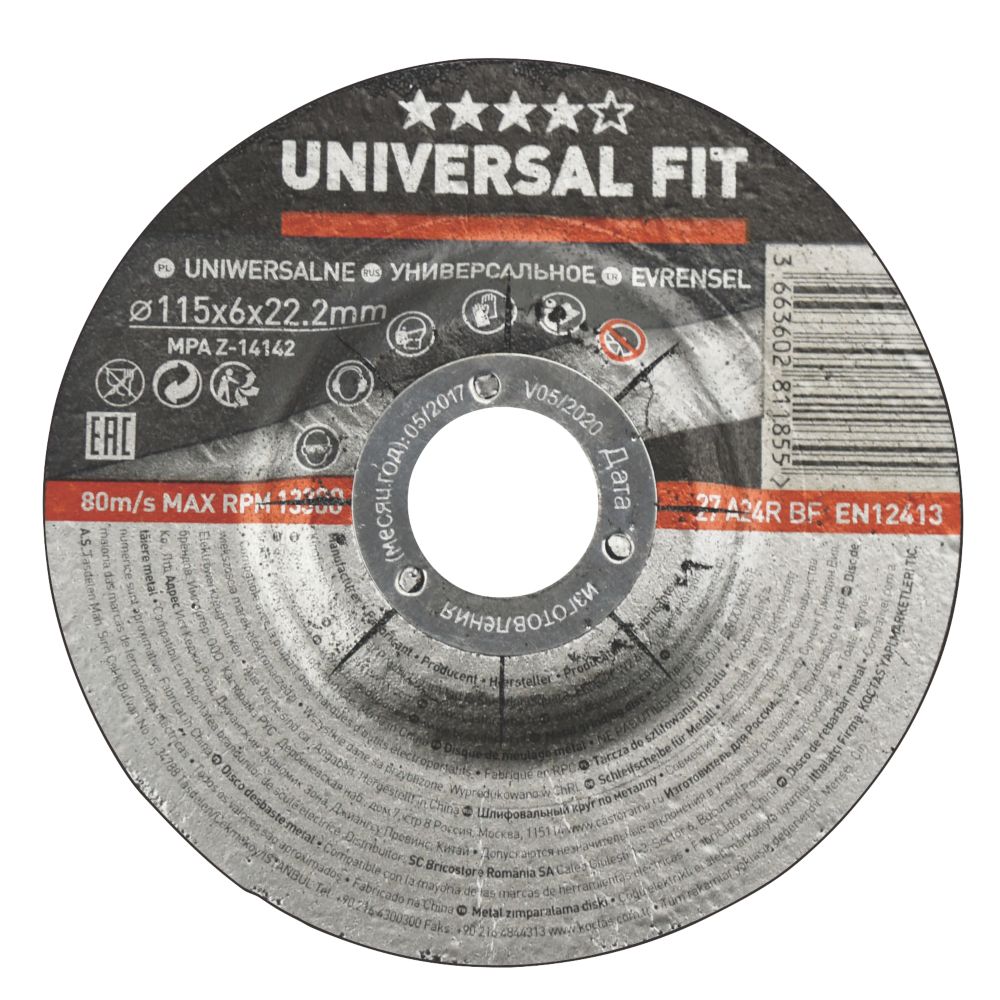 Metal Metal Grinding Disc 115mm (4 1/2") x 22.2mm Screwfix