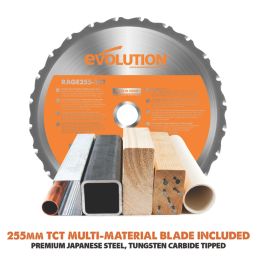 Evolution R255SMS 255mm  Electric Single-Bevel Sliding Multi-Material Mitre Saw 110V