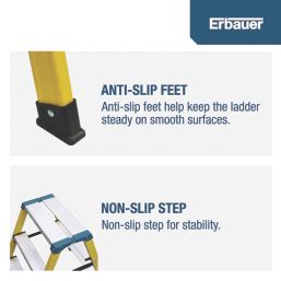 Erbauer Fibreglass 2 Step 700mm Folding Step Stool With Platform