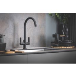 Abode Globe Aquifier 3-Way Deck Mounted Filter Tap Matt Black