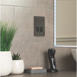 Knightsbridge  2-Gang Dual Voltage Shaver Socket 115 V / 230V Smoked Bronze with Black Inserts