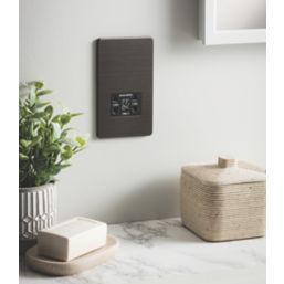 Knightsbridge  2-Gang Dual Voltage Shaver Socket 115 V / 230V Smoked Bronze with Black Inserts