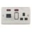 Hager Sollysta WRCC50NBSB 45A 1-Gang 2P+E Cooker Switch & 13A DP Switched Socket Brushed Steel with LED with Black Inserts