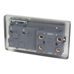 Hager Sollysta WRCC50NBSB 45A 1-Gang 2P+E Cooker Switch & 13A DP Switched Socket Brushed Steel with LED with Black Inserts