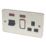 Hager Sollysta WRCC50NBSB 45A 1-Gang 2P+E Cooker Switch & 13A DP Switched Socket Brushed Steel with LED with Black Inserts
