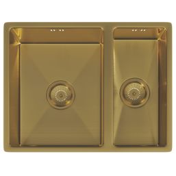 ETAL Elite 1.5 Bowl Stainless Steel Inset / Undermount Kitchen Sink Brushed Gold 555mm x 440mm