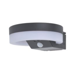 Lutec Runda Outdoor LED Solar Wall Light With PIR Sensor Dark Grey 1300lm