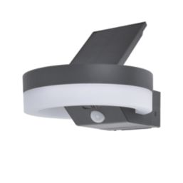 Lutec Runda Outdoor LED Solar Wall Light With PIR Sensor Dark Grey 1300lm