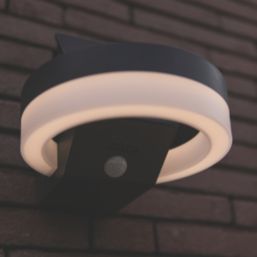 Lutec Runda Outdoor LED Solar Wall Light With PIR Sensor Dark Grey 1300lm