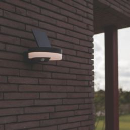 Lutec Runda Outdoor LED Solar Wall Light With PIR Sensor Dark Grey 1300lm