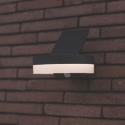 Lutec Runda Outdoor LED Solar Wall Light With PIR Sensor Dark Grey 1300lm