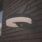 Lutec Runda Outdoor LED Solar Wall Light With PIR Sensor Dark Grey 1300lm