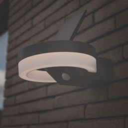 Lutec Runda Outdoor LED Solar Wall Light With PIR Sensor Dark Grey 1300lm