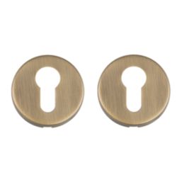 Eclipse  Fire Rated Euro Escutcheon (Pair) Antique Brass 52mm