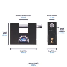 Squire Hi Security Hardened Steel  Weatherproof  Container Padlock 80mm