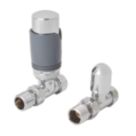 Flomasta  1/2" x 15mm Anthracite/Chrome Straight & L/S Modern Thermostatic Radiator Valve & Lockshield