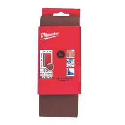 Milwaukee  80 Grit Multi-Material Sanding Belts 457mm x 75mm 5 Pack