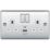 British General Nexus Metal 13A 2-Gang SP Switched Socket + 2.4A 12W 2-Outlet Type A & C USB Charger Polished Chrome with White Inserts