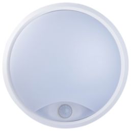 Luceco Eco Indoor & Outdoor Round LED Bulkhead With PIR Sensor Black/White 10W 700lm