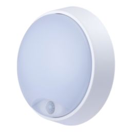 Luceco Eco Indoor & Outdoor Round LED Bulkhead With PIR Sensor Black/White 10W 700lm