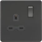 Knightsbridge  13A 1-Gang DP Switched Single Socket Matt Black  with Black Inserts