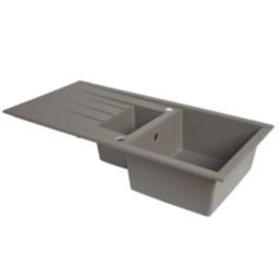 1.5 Bowl Plastic & Resin Kitchen Sink & Drainer Grey Reversible 1000mm x 500mm