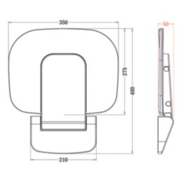 ETAL Wall Mounted Fold Down Shower Seat White